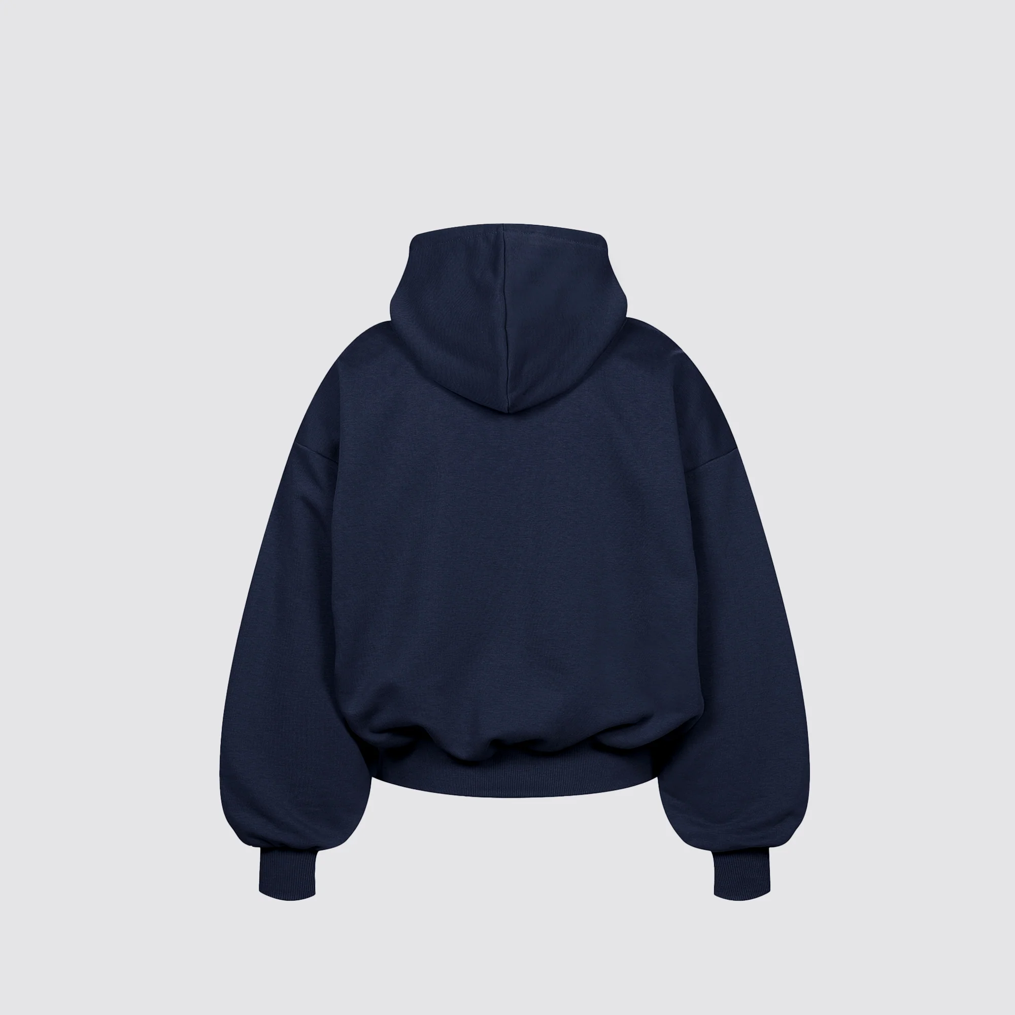 Boxy Flowy Double Zip Hoodie (Dark Navy) - Image 2