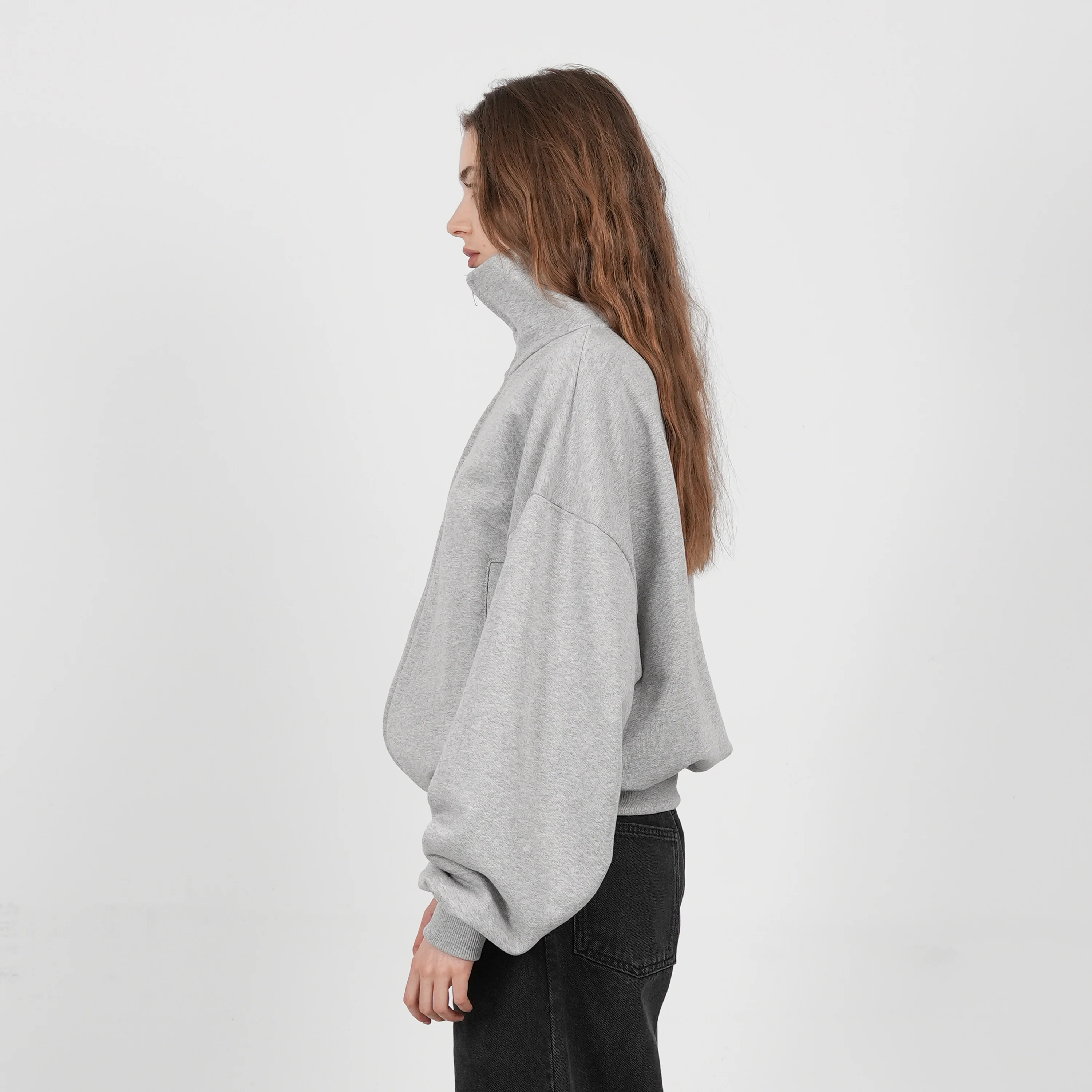 Boxy Flowy Full Zip (Grey) - Image 5