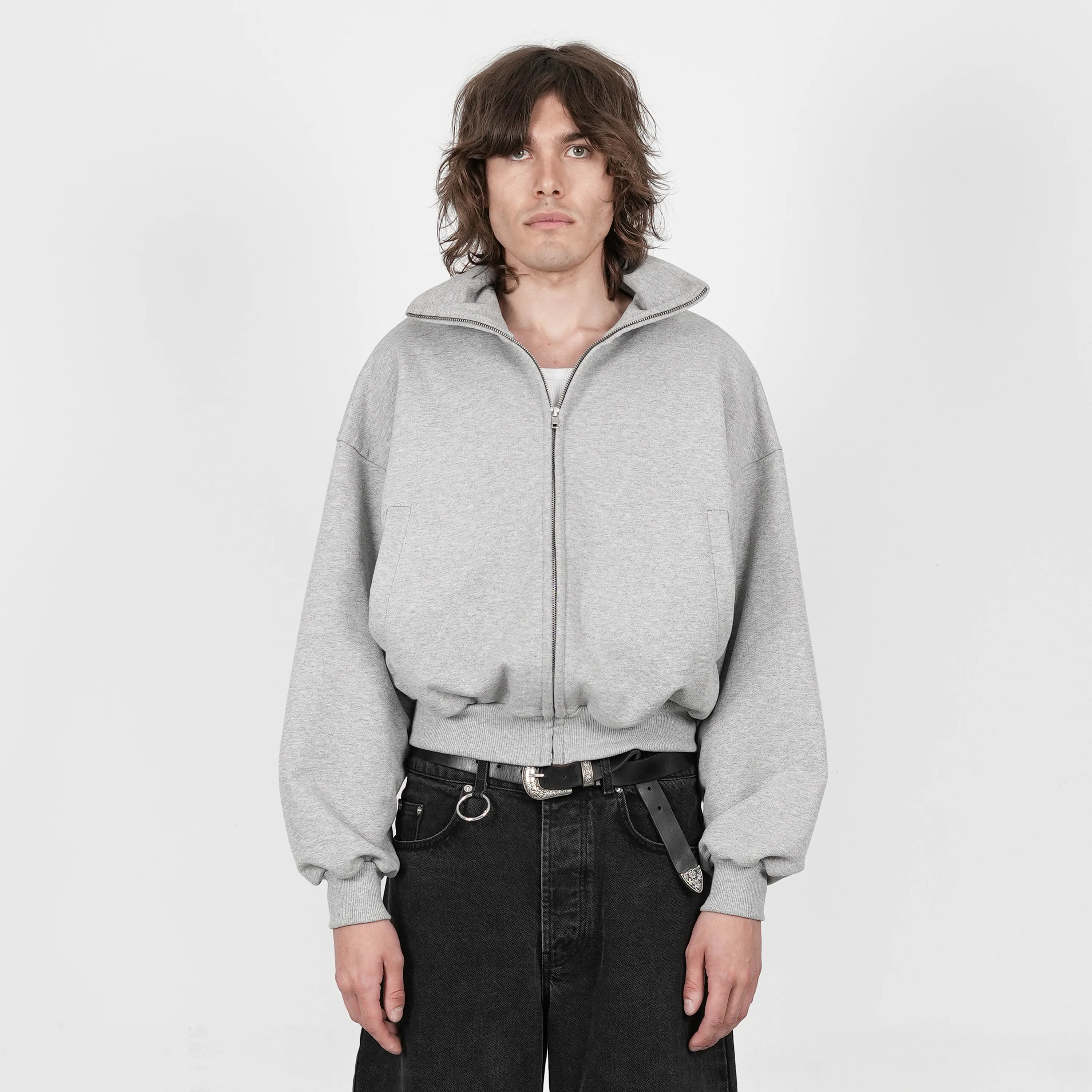 Boxy Flowy Full Zip (Grey) - Image 6