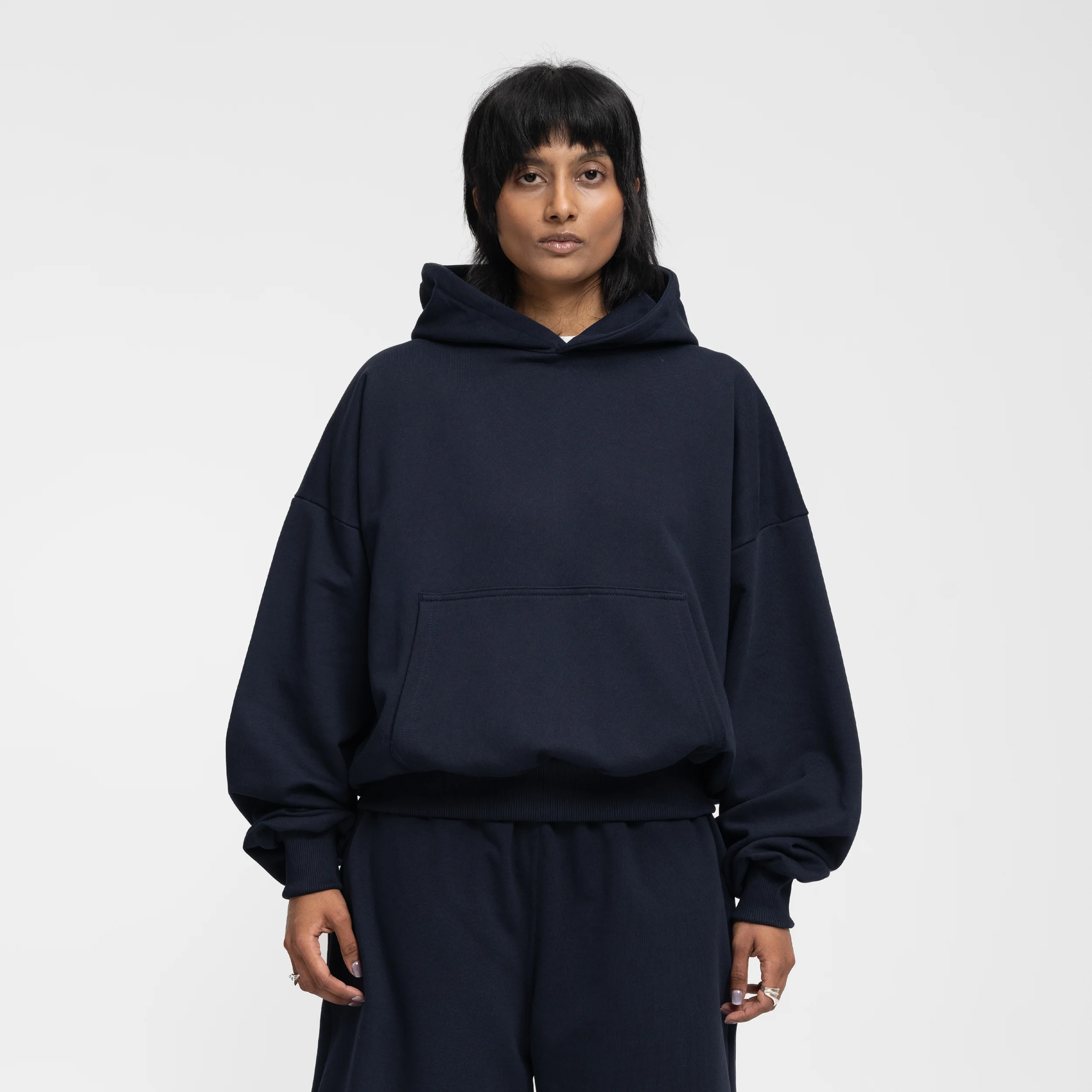 Boxy Flowy Hoodie (Dark Navy) - Image 3