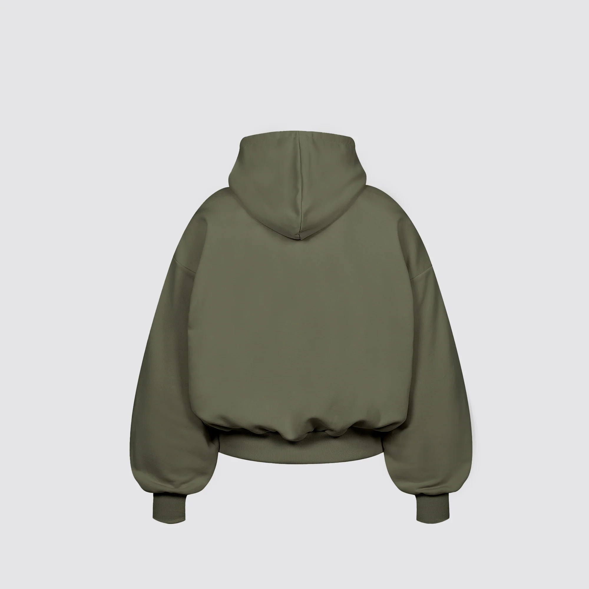 Boxy Flowy Hoodie (Military Green) - Image 2