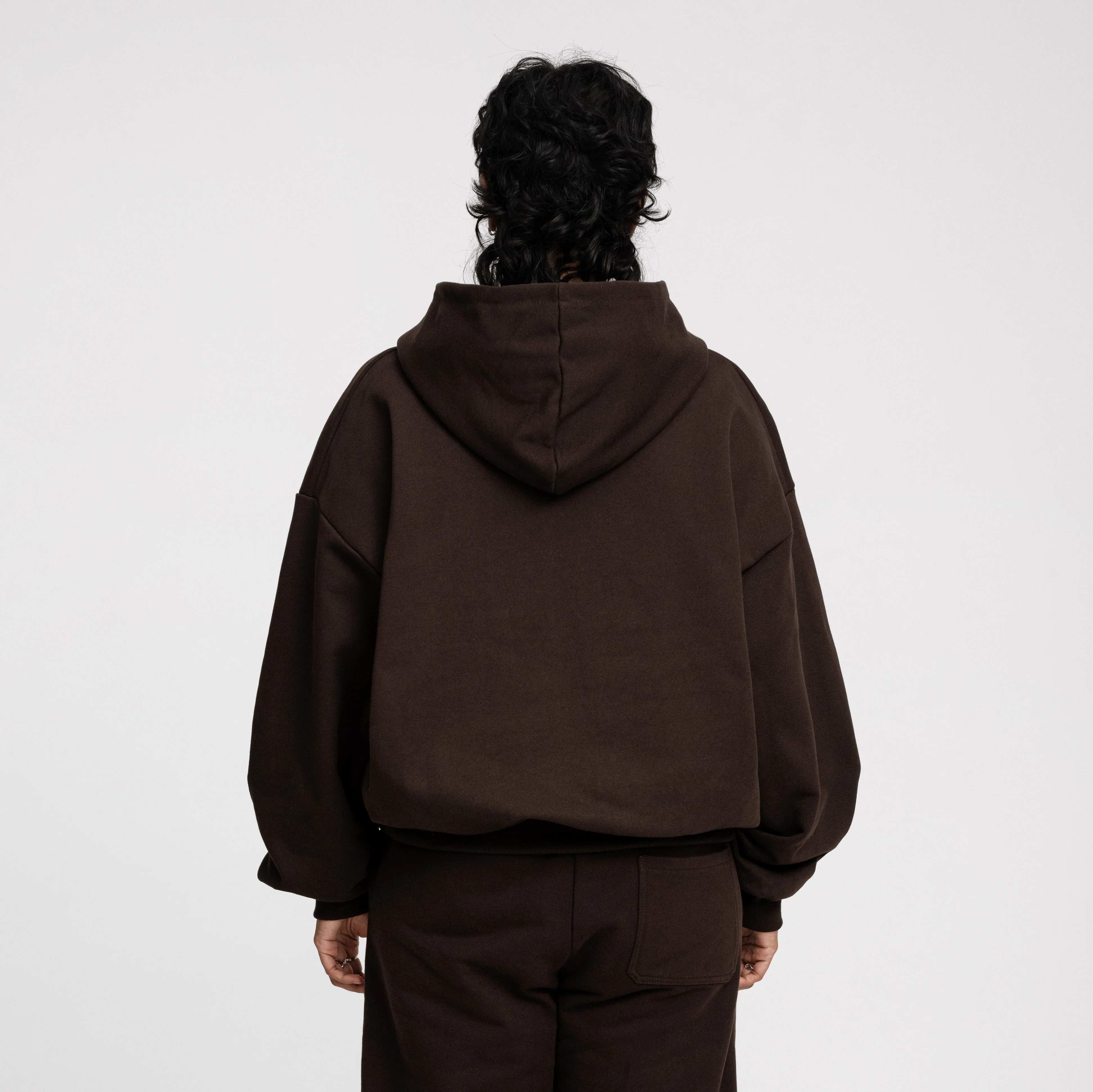 Boxy Ultra Heavyweight Double Zip Hoodie (Dark Chocolate) - Image 5