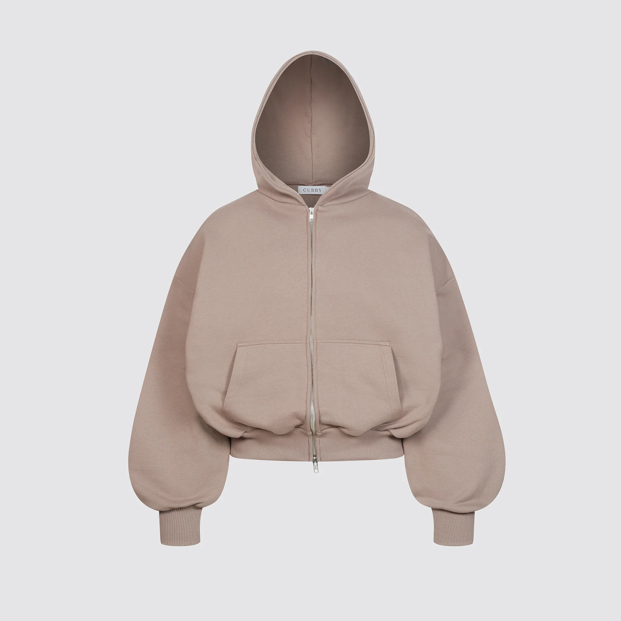 Boxy Ultra Heavyweight Double Zip Hoodie (Hazelnut)