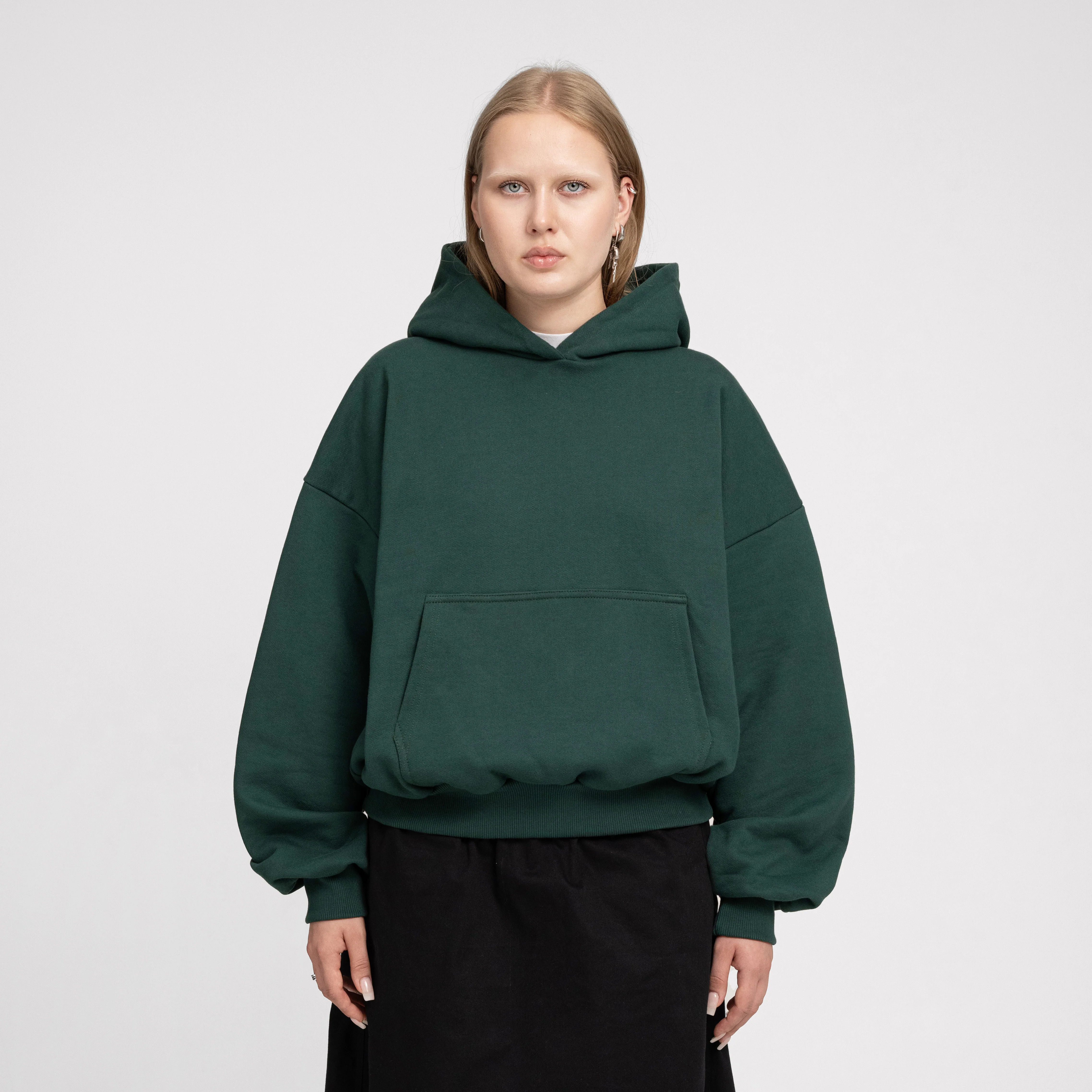 Boxy Ultra Heavyweight Hoodie (Forest Green) - Image 4