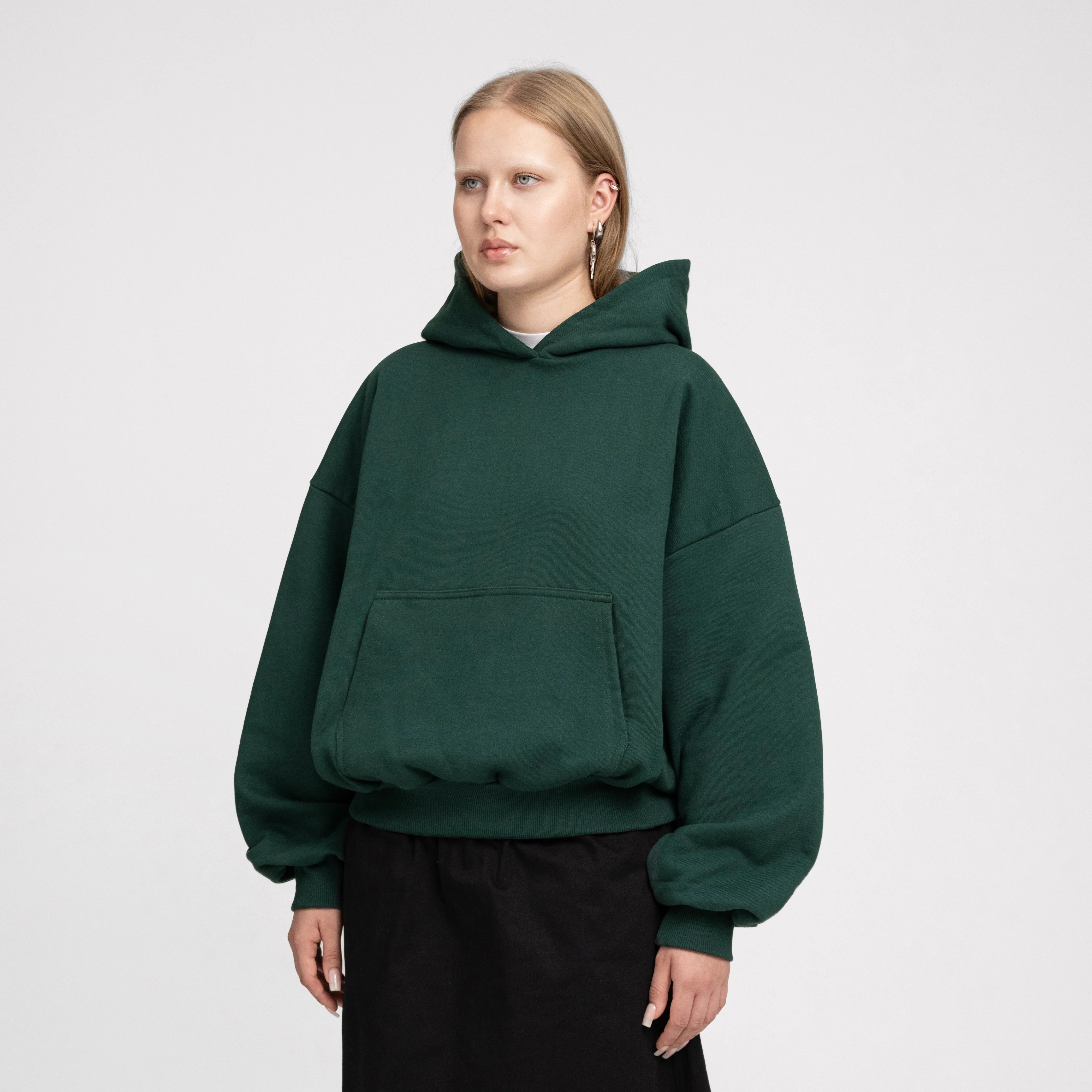 Boxy Ultra Heavyweight Hoodie (Forest Green) - Image 5