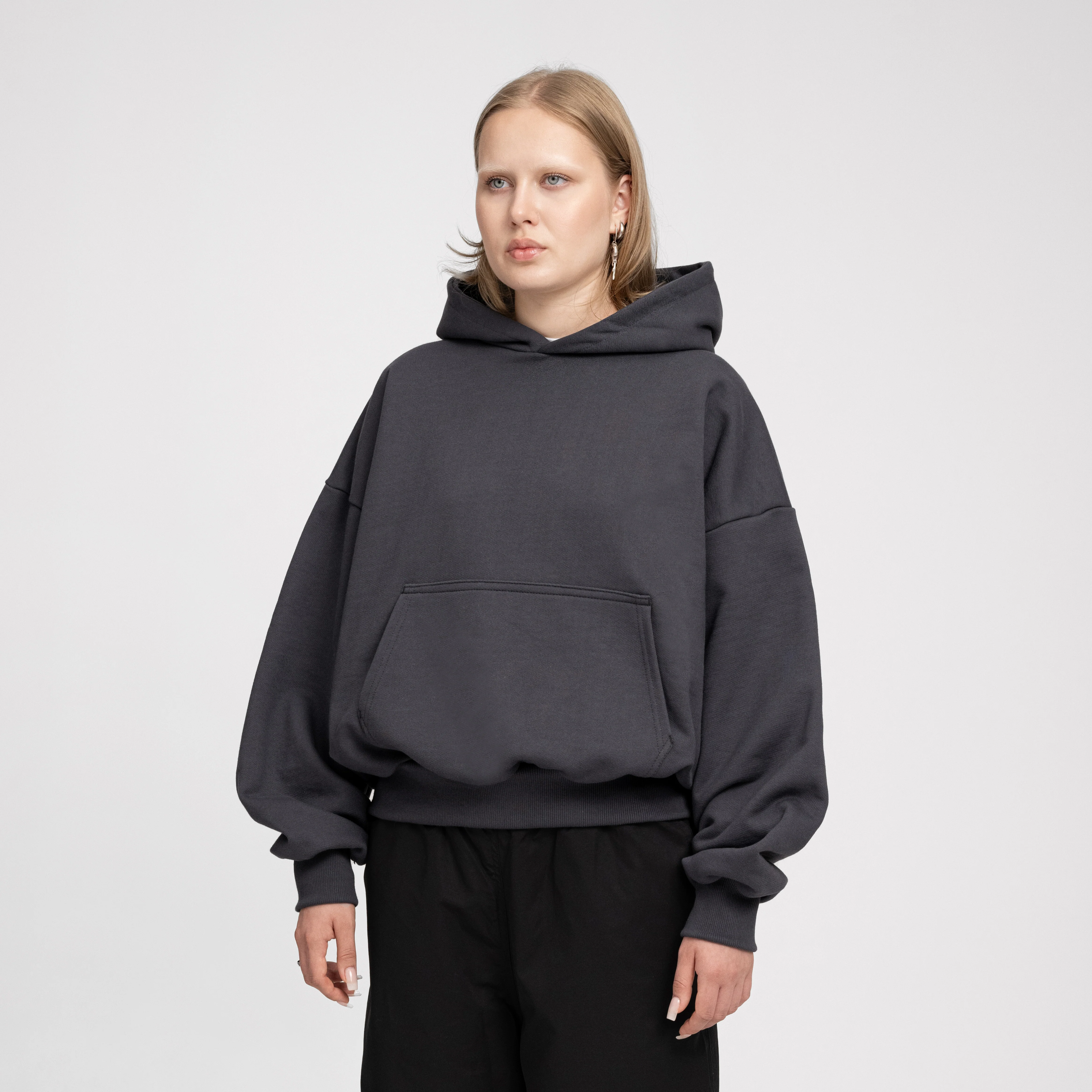 Boxy Ultra Heavyweight Hoodie (Graphite) - Image 7