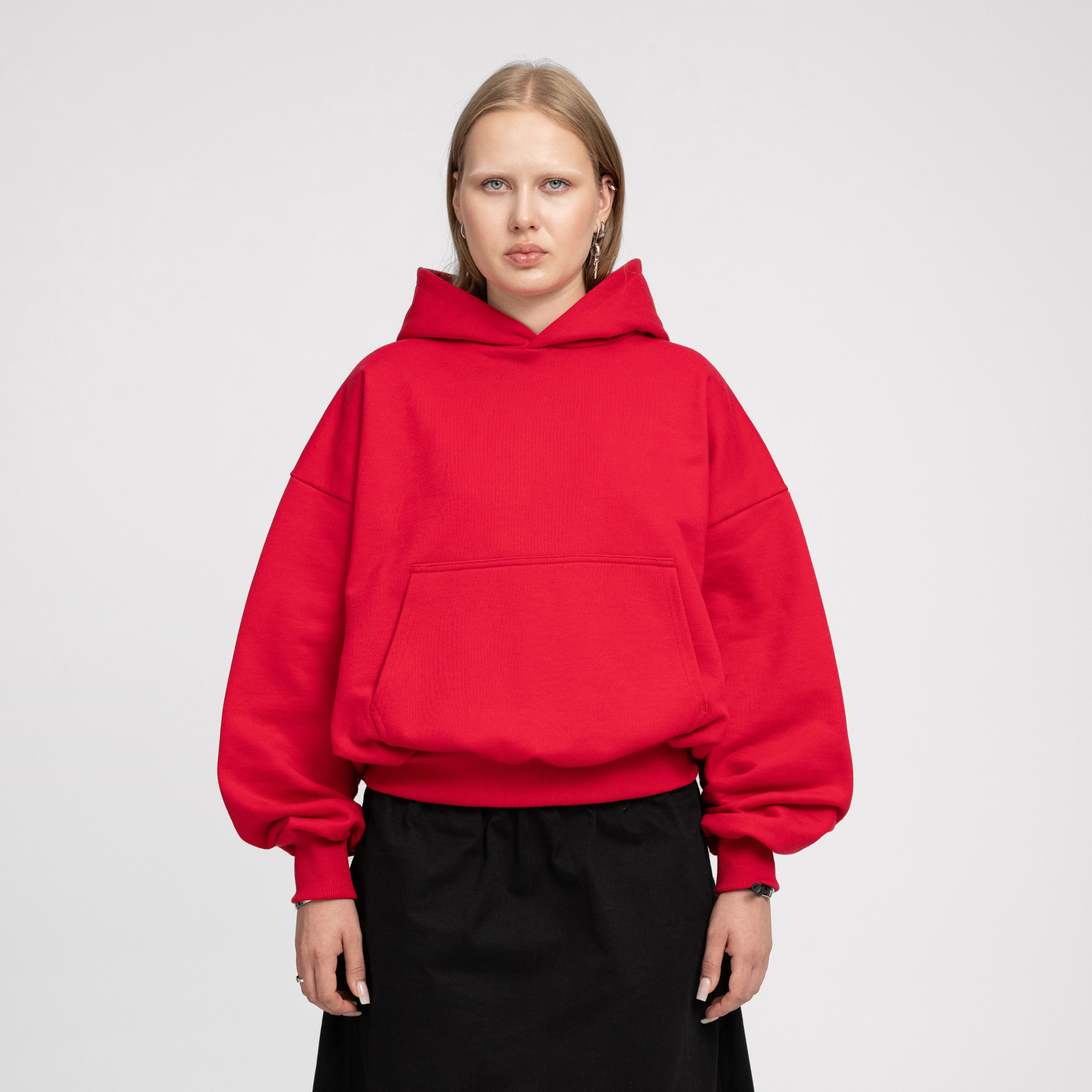 Boxy Ultra Heavyweight Hoodie (Red) - Image 3