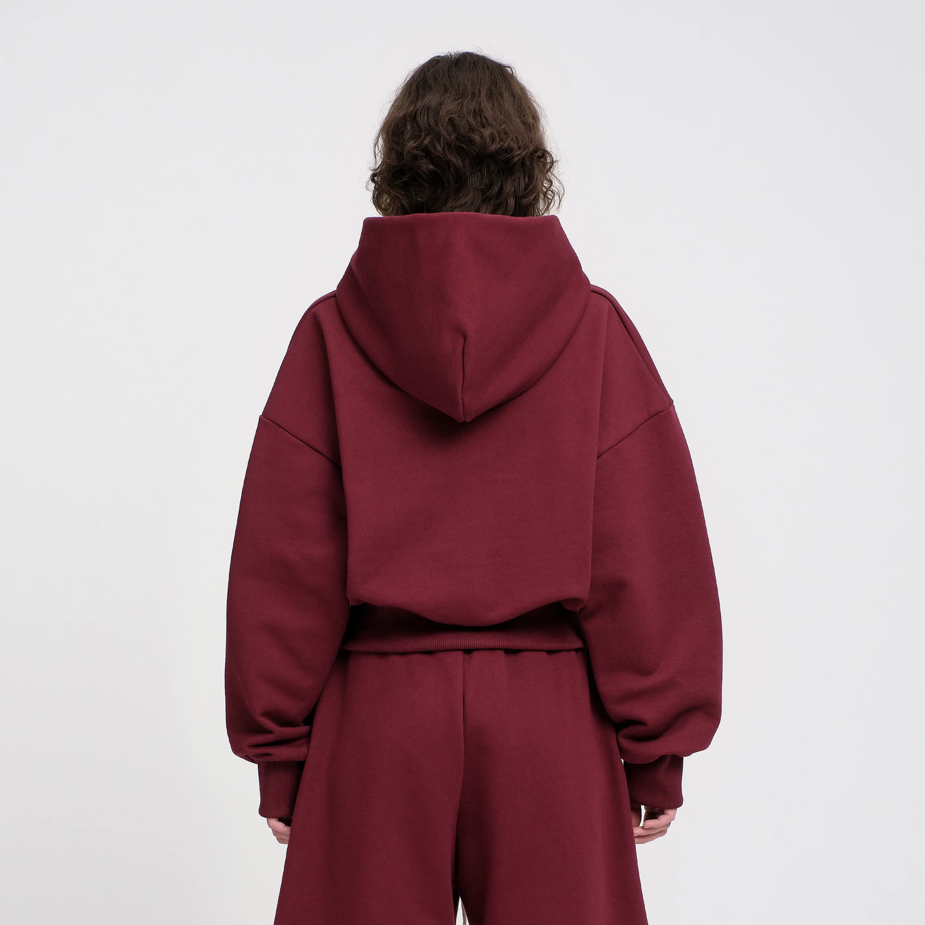 Women's Ultra Heavyweight Cropped Zip Hoodie (Dark Cherry) - Image 5
